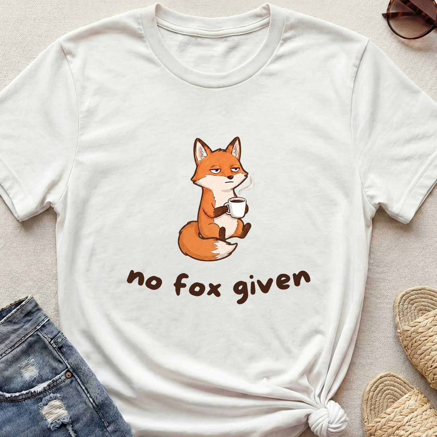 "No Fox Given" Introvert Coffee Fox T-Shirt