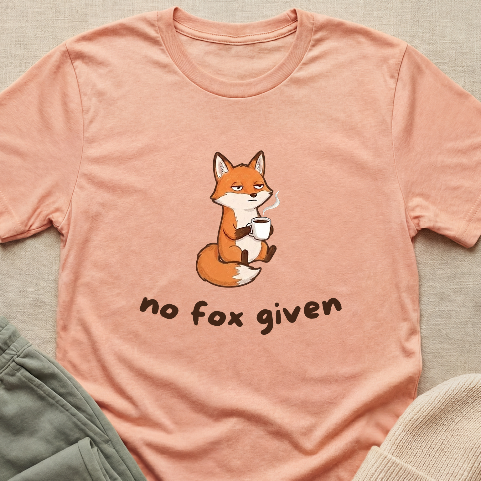 "No Fox Given" Introvert Coffee Fox T-Shirt