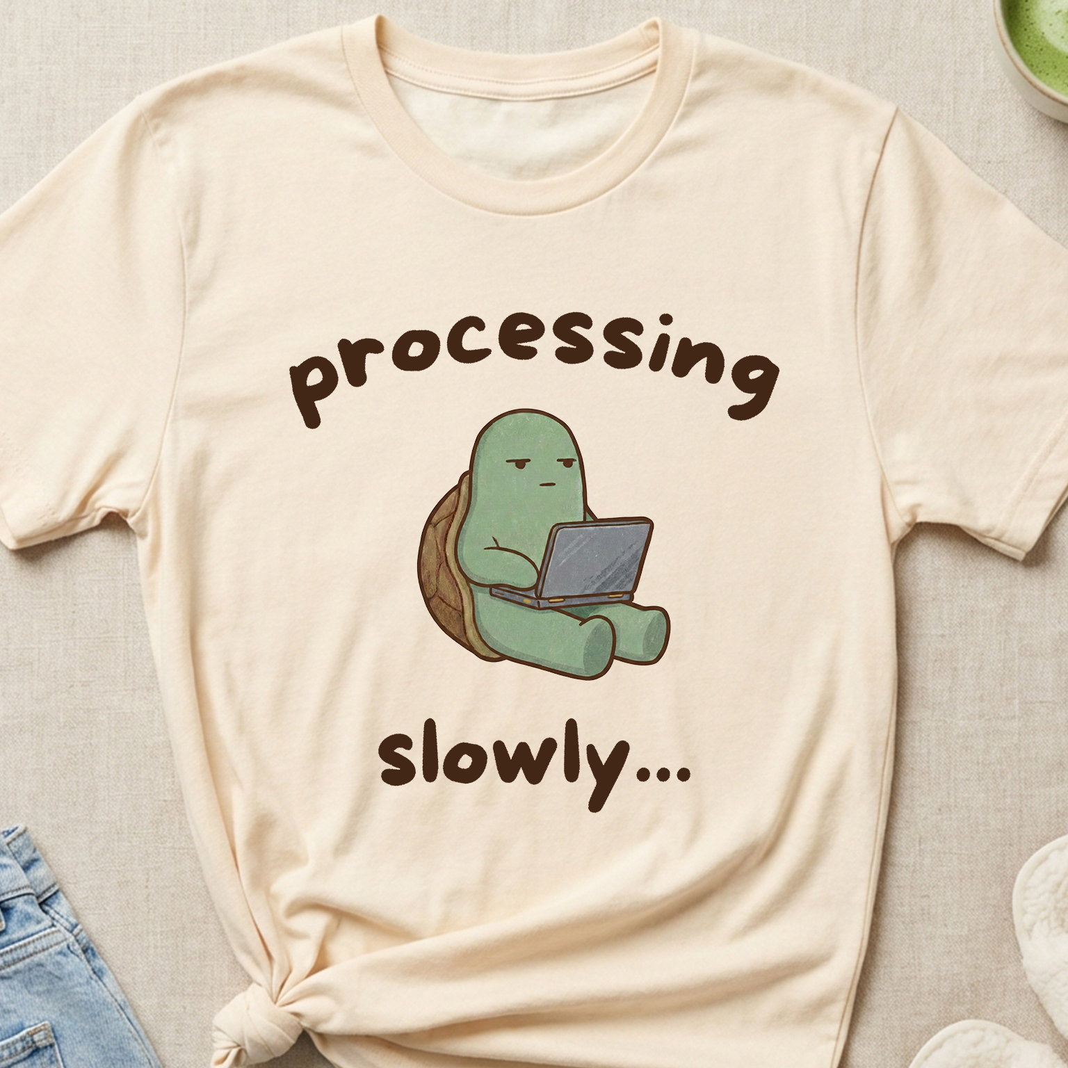 "Processing Slowly" Tech-Tired Turtle T-Shirt