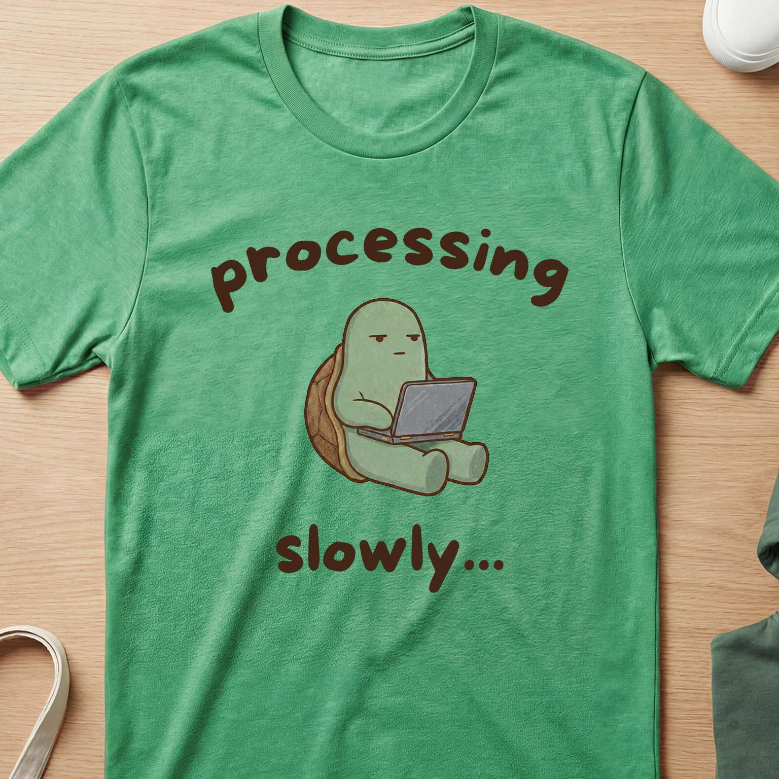 "Processing Slowly" Tech-Tired Turtle T-Shirt