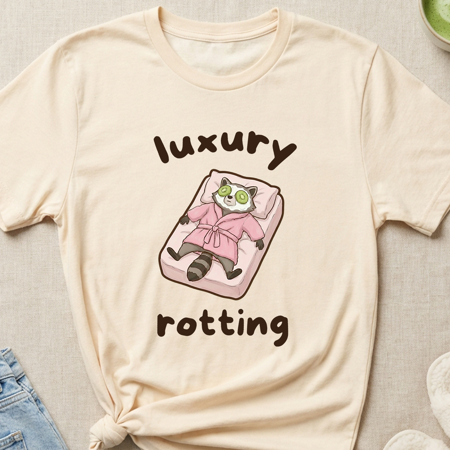 "Luxury Rotting" Spa Day Raccoon T-Shirt