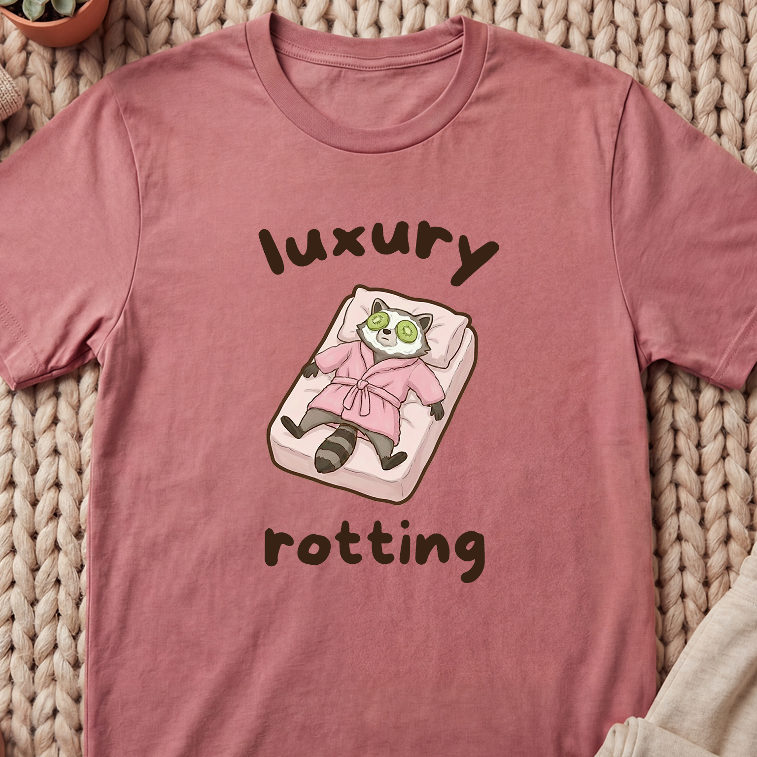 "Luxury Rotting" Spa Day Raccoon T-Shirt