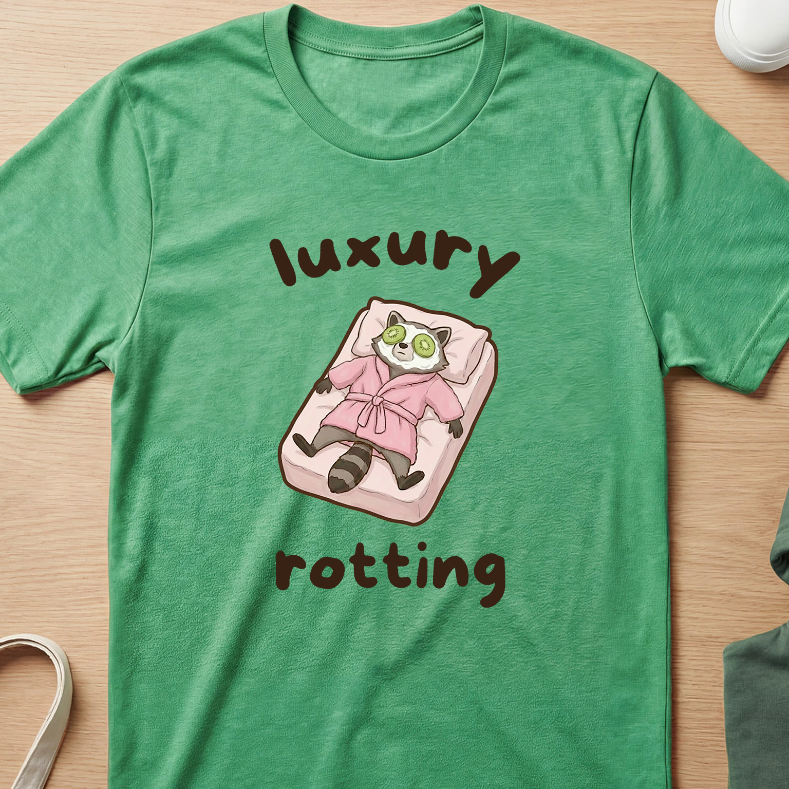"Luxury Rotting" Spa Day Raccoon T-Shirt