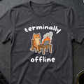 "Terminally Offline" Burnt Out Laptop Cat T-Shirt