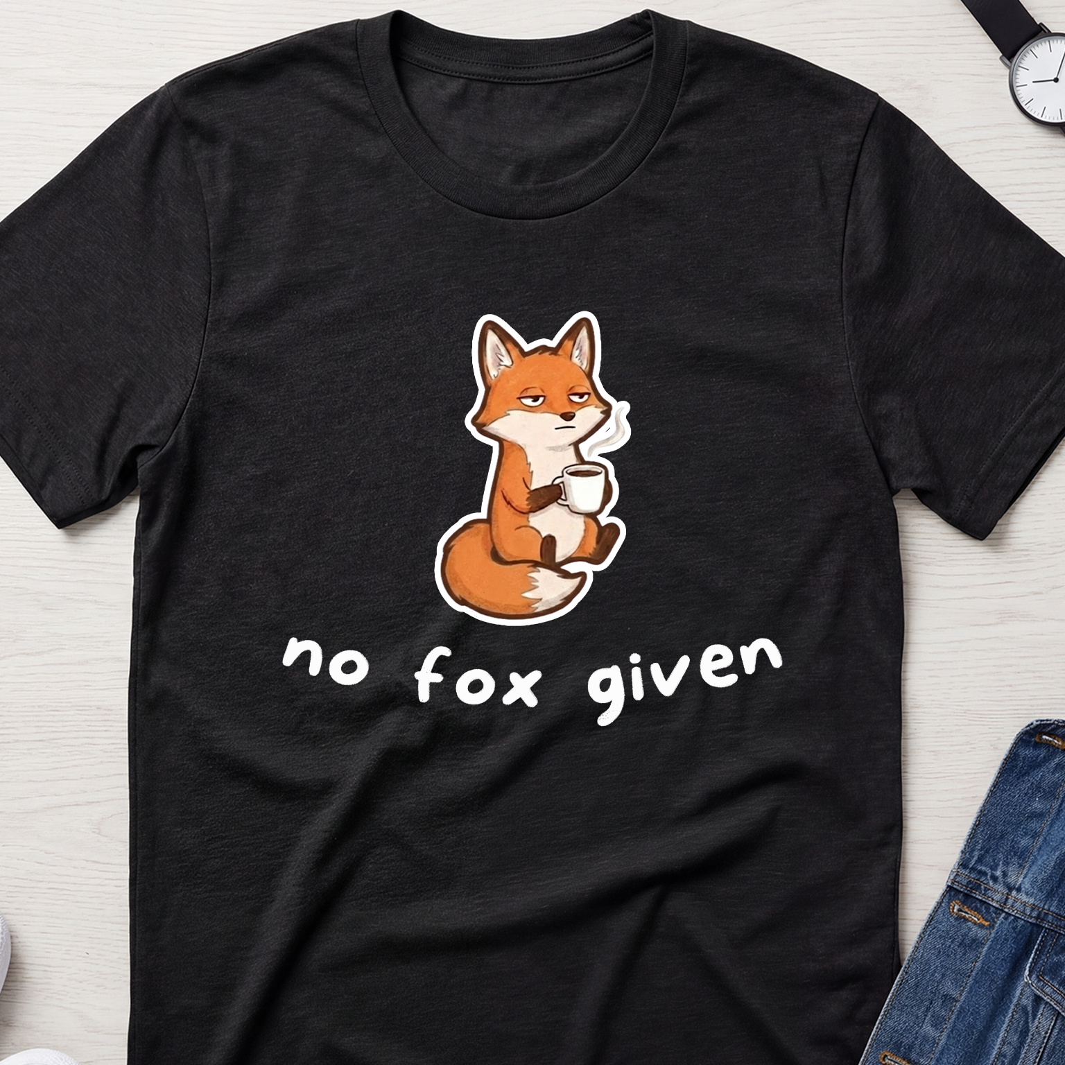 "No Fox Given" Introvert Coffee Fox T-Shirt