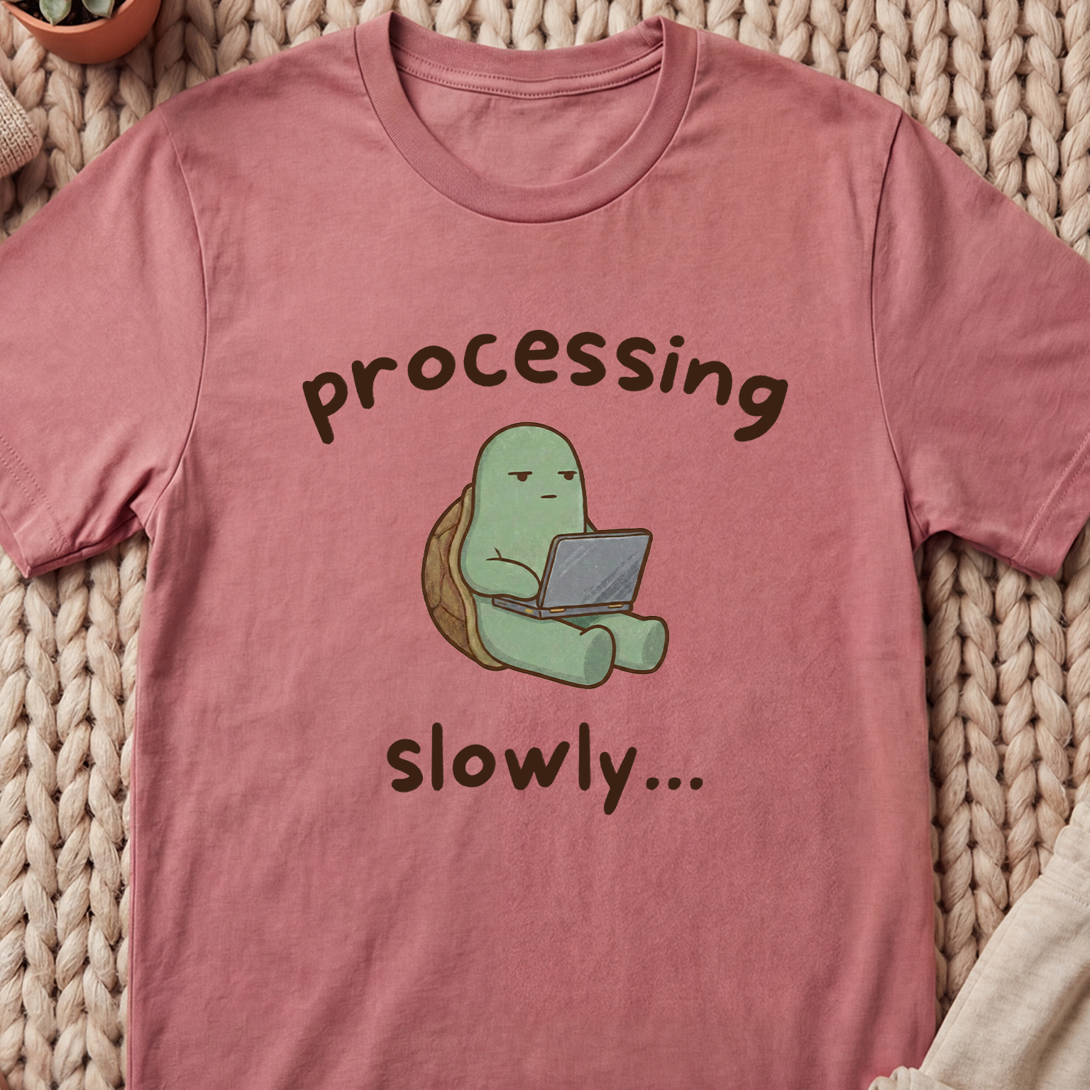 "Processing Slowly" Tech-Tired Turtle T-Shirt