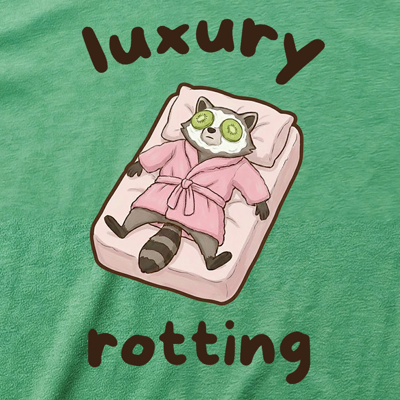 "Luxury Rotting" Spa Day Raccoon T-Shirt